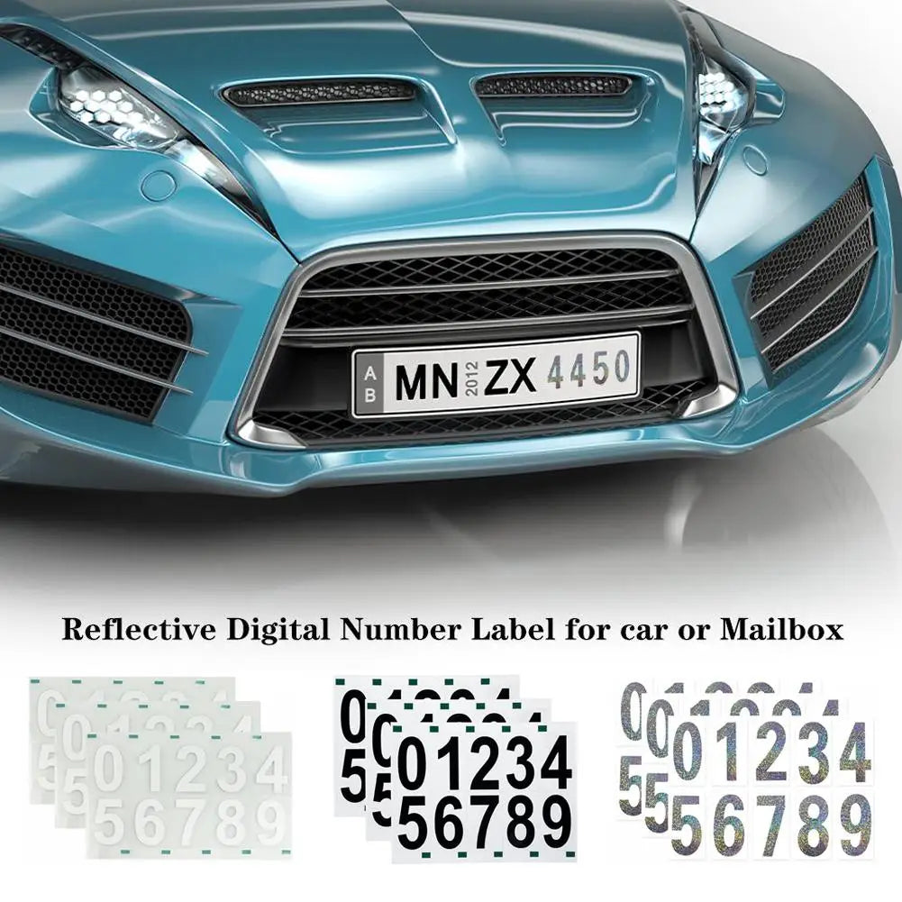 REFLECTIVE LICENSE PLATE DECAL (NUMBERS)