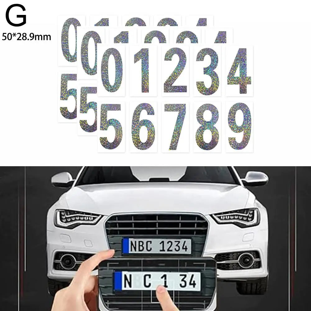 REFLECTIVE LICENSE PLATE DECAL (NUMBERS)